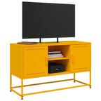 Meuble TV Jaune Moutarde en Acier - 100,5 cm-Mon Meuble TV-Blanc-1-4