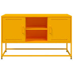 Meuble TV Jaune Moutarde en Acier - 100,5 cm-Mon Meuble TV-Blanc-1-6
