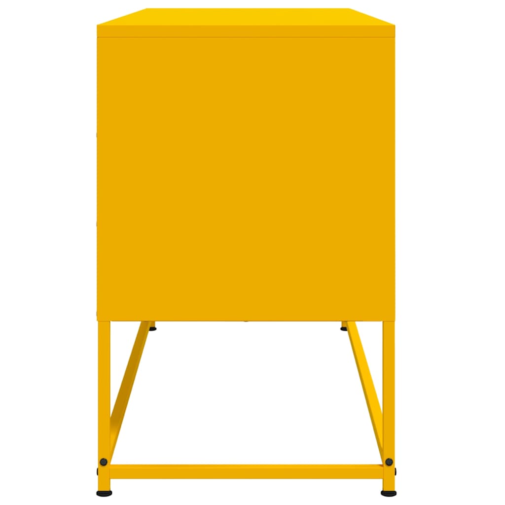 Meuble TV Jaune Moutarde en Acier - 100,5 cm-Mon Meuble TV-Blanc-1-7