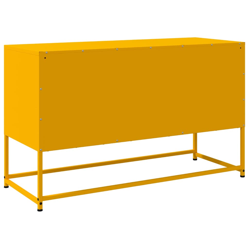 Meuble TV Jaune Moutarde en Acier - 100,5 cm-Mon Meuble TV-Blanc-1-8
