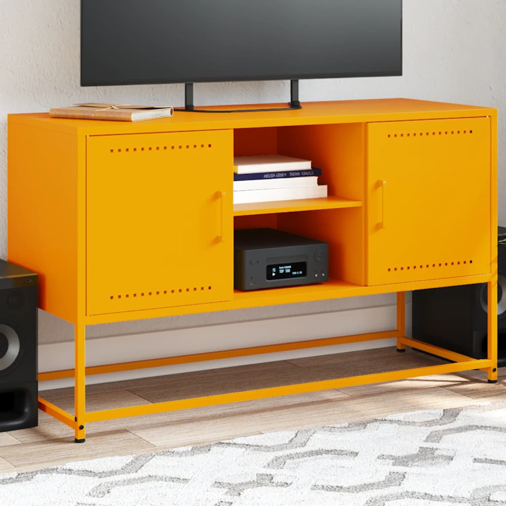 Meuble TV Jaune Moutarde en Acier - 100,5 cm-Mon Meuble TV-Jaune-1-1