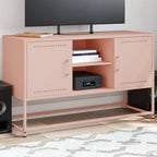 Meuble TV Jaune Moutarde en Acier - 100,5 cm-Mon Meuble TV-Rose-1-14