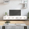 Meuble TV Laqué Blanc Brillant et Métal - 150 cm-Mon Meuble TV-Blanc-1-13