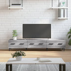 Meuble TV Laqué Blanc Brillant et Métal - 150 cm-Mon Meuble TV-Sonoma gris-1-14