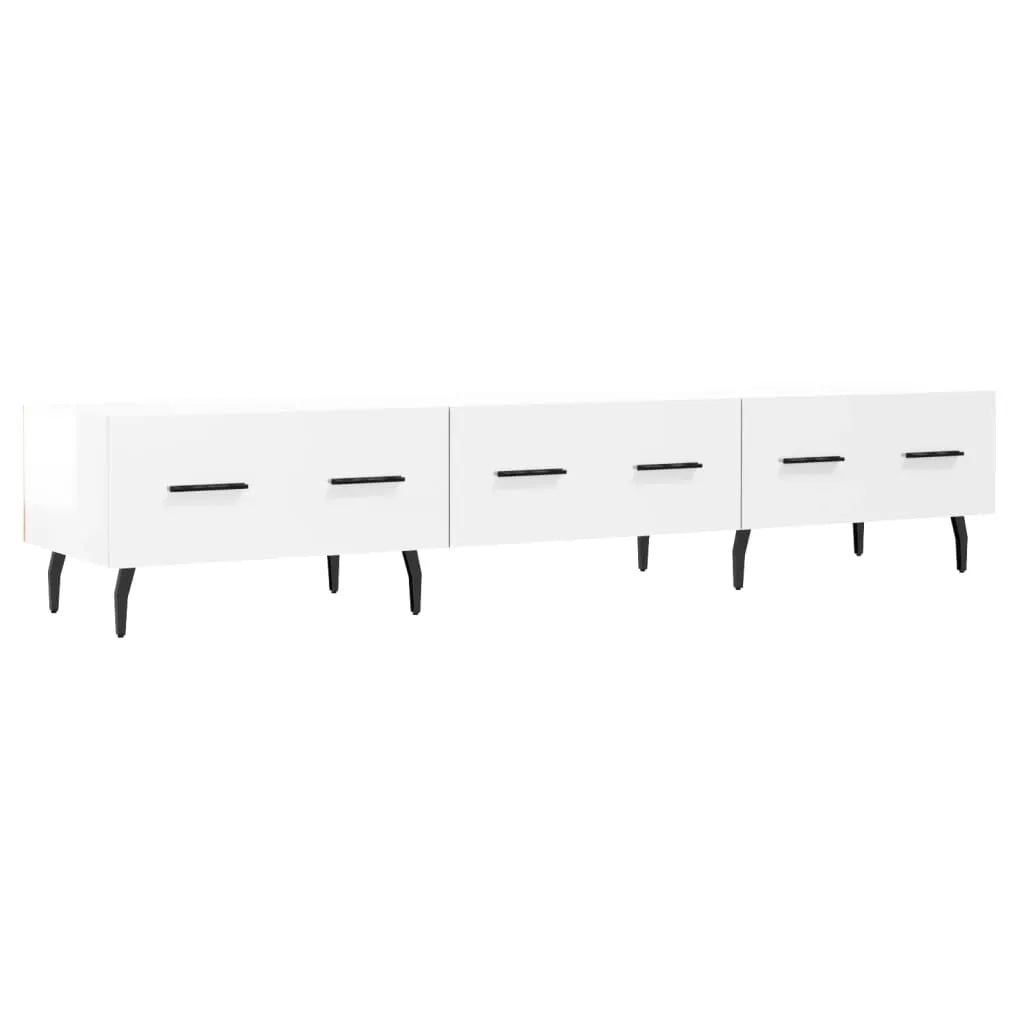 Meuble TV Laqué Blanc Brillant et Métal - 150 cm-Mon Meuble TV-Sonoma gris-1-2