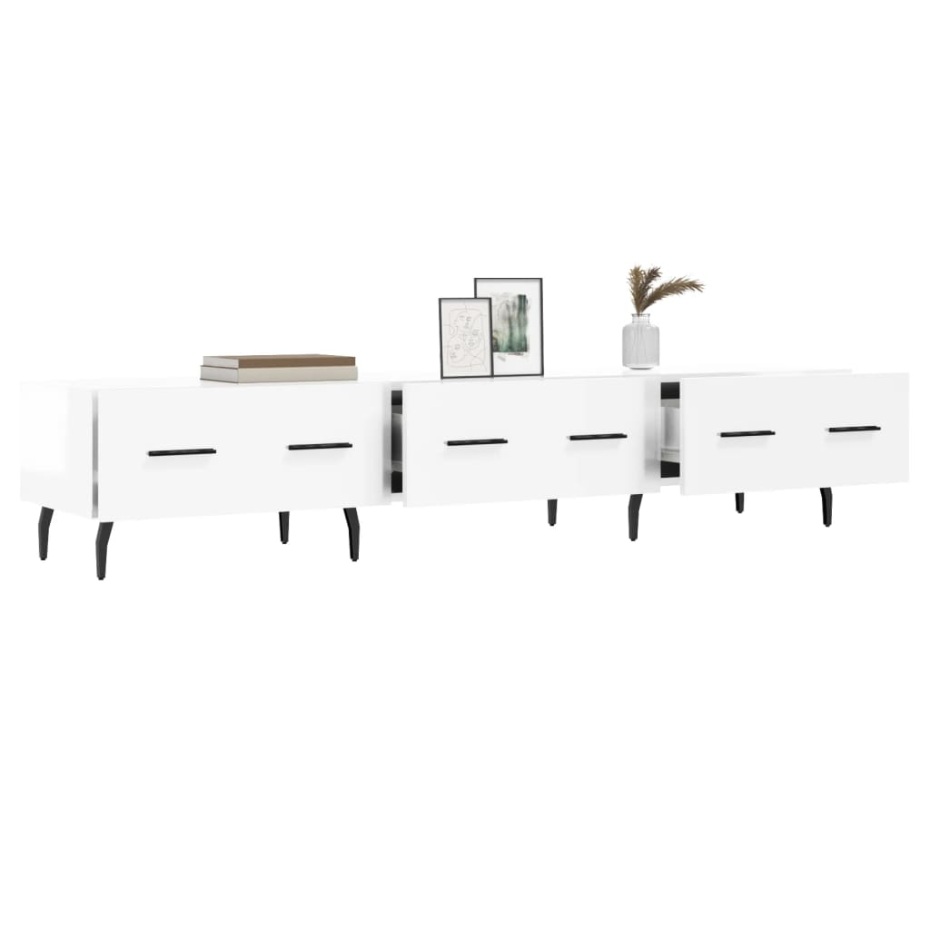 Meuble TV Laqué Blanc Brillant et Métal - 150 cm-Mon Meuble TV-Sonoma gris-1-4