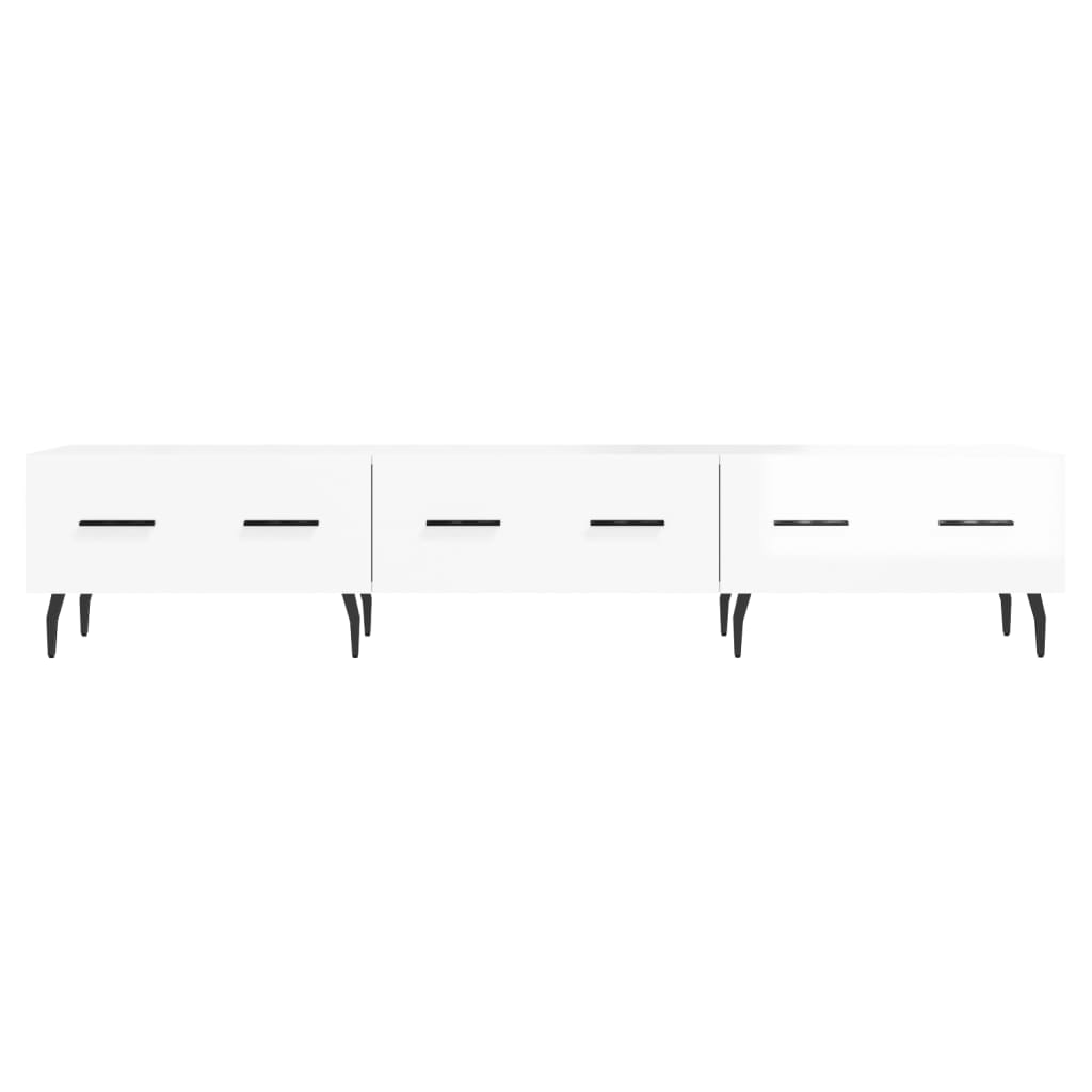 Meuble TV Laqué Blanc Brillant et Métal - 150 cm-Mon Meuble TV-Sonoma gris-1-5