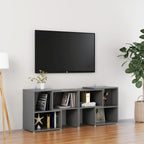 Meuble TV Laqué Gris Extensible - 149 cm-Mon Meuble TV-Gris-104 cm-1-10