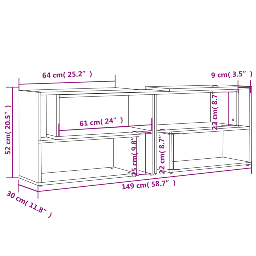 Meuble TV Laqué Gris Extensible - 149 cm-Mon Meuble TV-gris brillant-149 cm-1-8