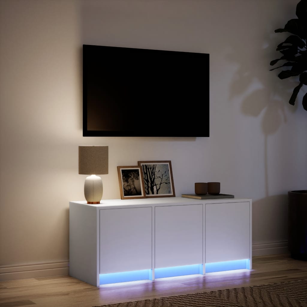 Meuble TV LED Blanc Laqué - 97 cm-Mon Meuble TV-2