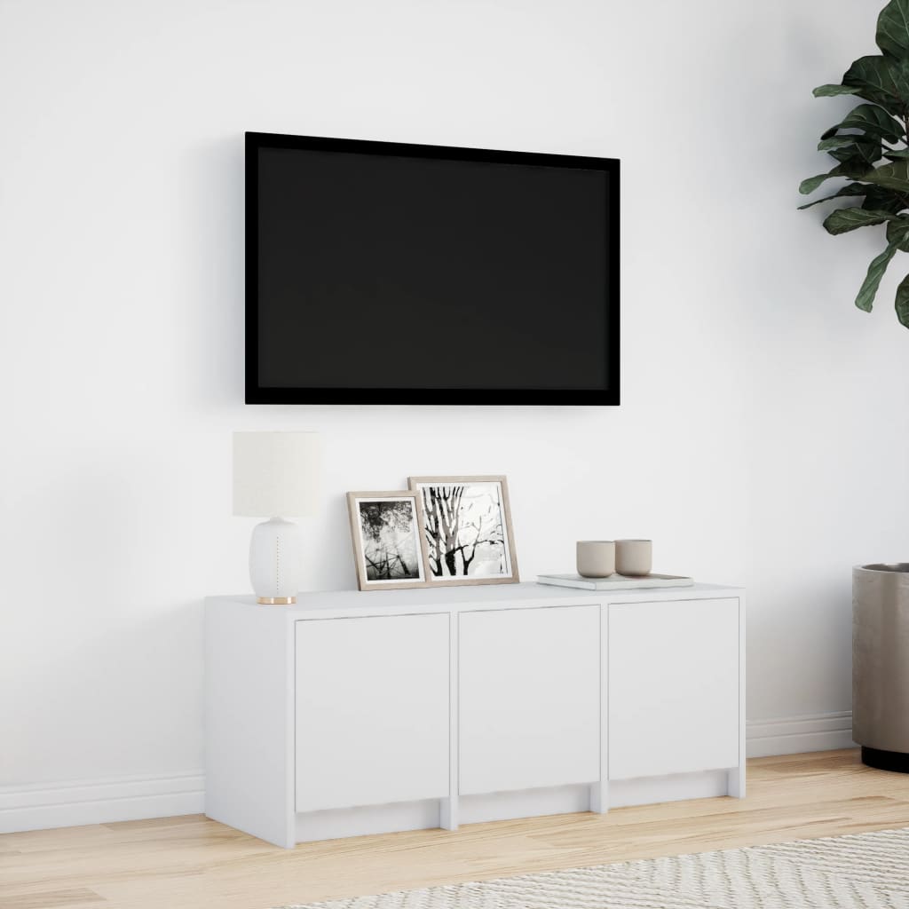 Meuble TV LED Blanc Laqué - 97 cm-Mon Meuble TV-4