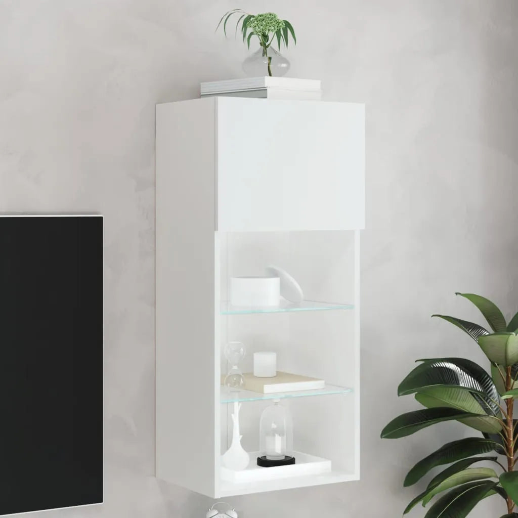 Meuble TV LED Colonne Effet Chêne Artisanal - 102 cm-Mon Meuble TV-Blanc-40.5 x 30 x 90 cm-1-49