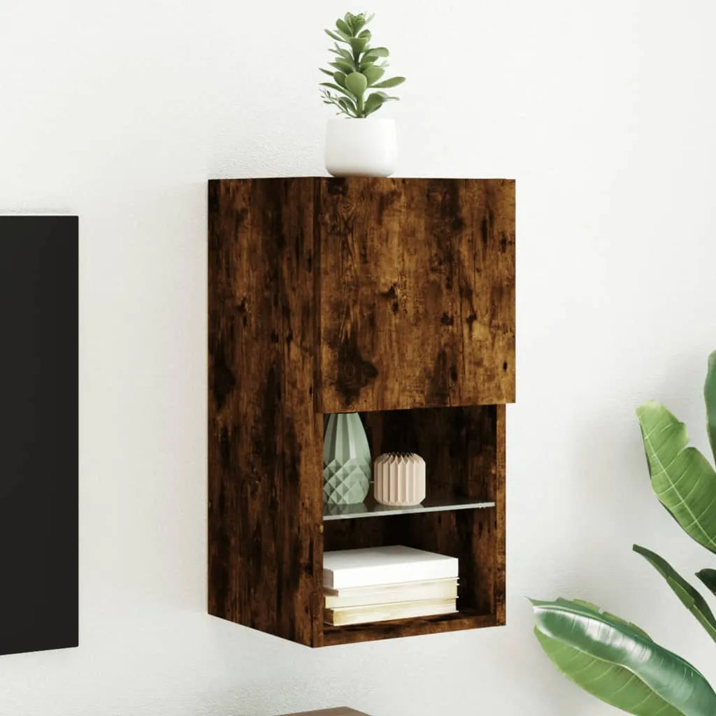 Meuble TV LED Colonne Effet Chêne Artisanal - 102 cm-Mon Meuble TV-Chêne fumé-30.5 x 30 x 60 cm-1-27