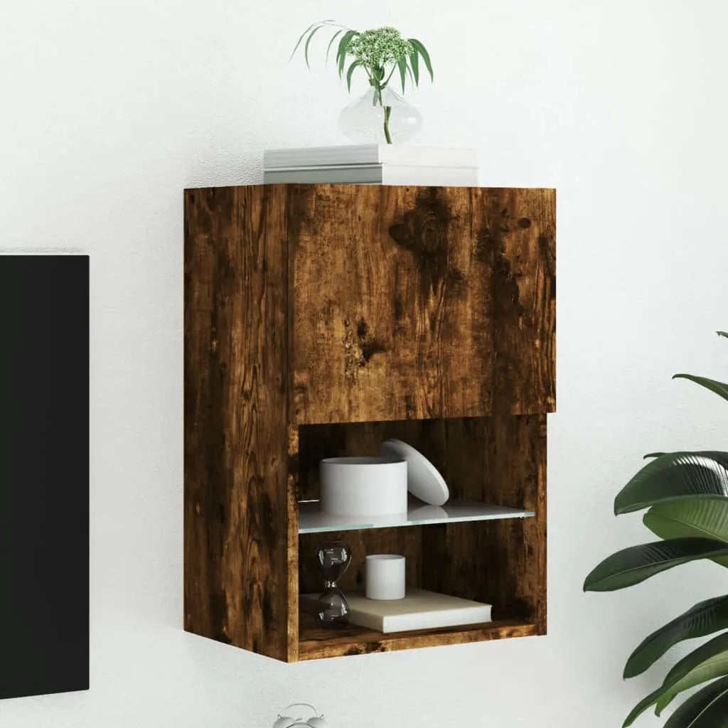 Meuble TV LED Colonne Effet Chêne Artisanal - 102 cm-Mon Meuble TV-Chêne fumé-40.5 x 30 x 60 cm-1-44