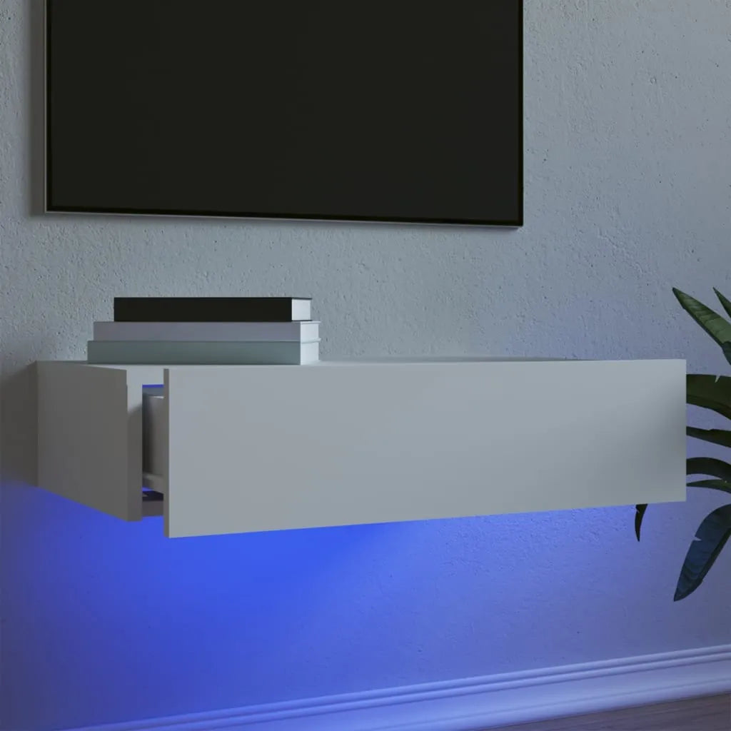 Meuble TV LED Effet Chêne - 60 cm-Mon Meuble TV-Blanc-1-19