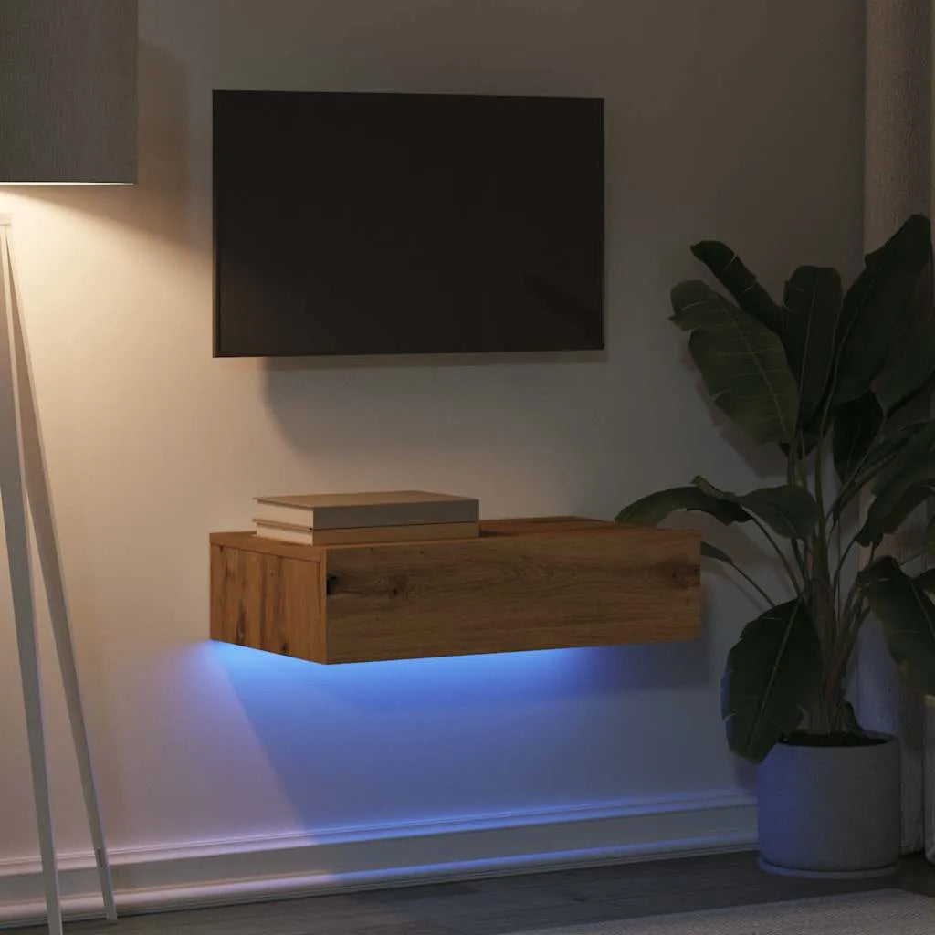 Meuble TV LED Effet Chêne - 60 cm-Mon Meuble TV-Chêne artisanal-1-2