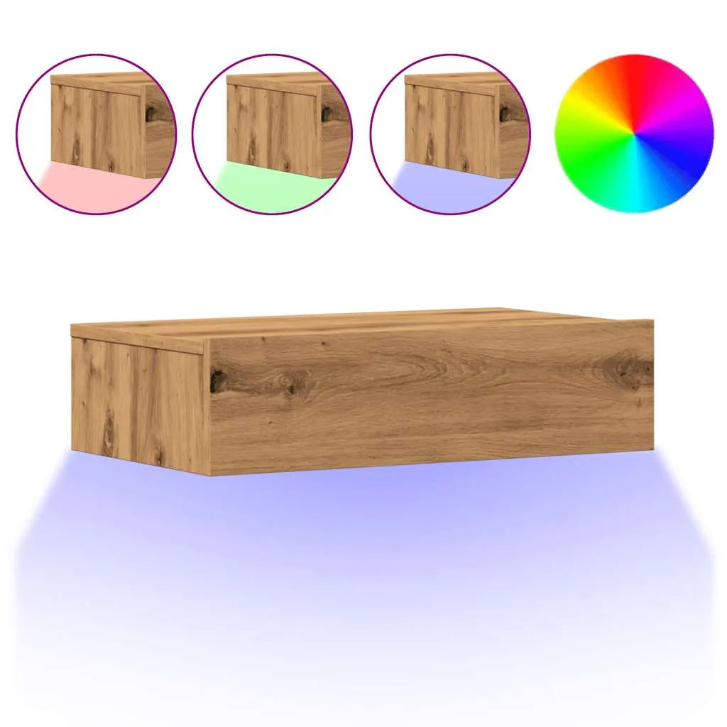 Meuble TV LED Effet Chêne - 60 cm-Mon Meuble TV-Chêne artisanal-1-3