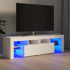 Meuble TV LED Effet Chêne Artisanal - 140 cm-Mon Meuble TV-Blanc-13