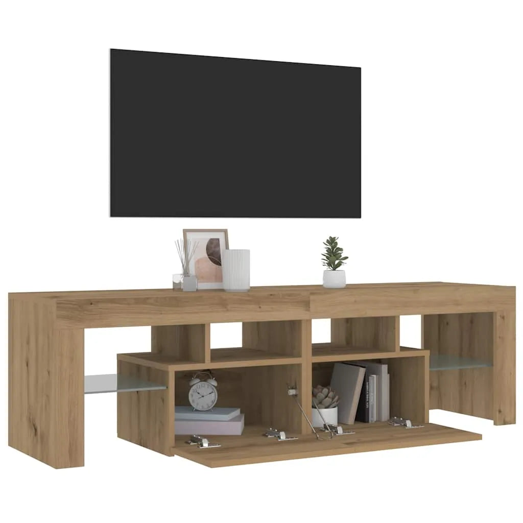Meuble TV LED Effet Chêne Artisanal - 140 cm-Mon Meuble TV-Chêne artisanal-5