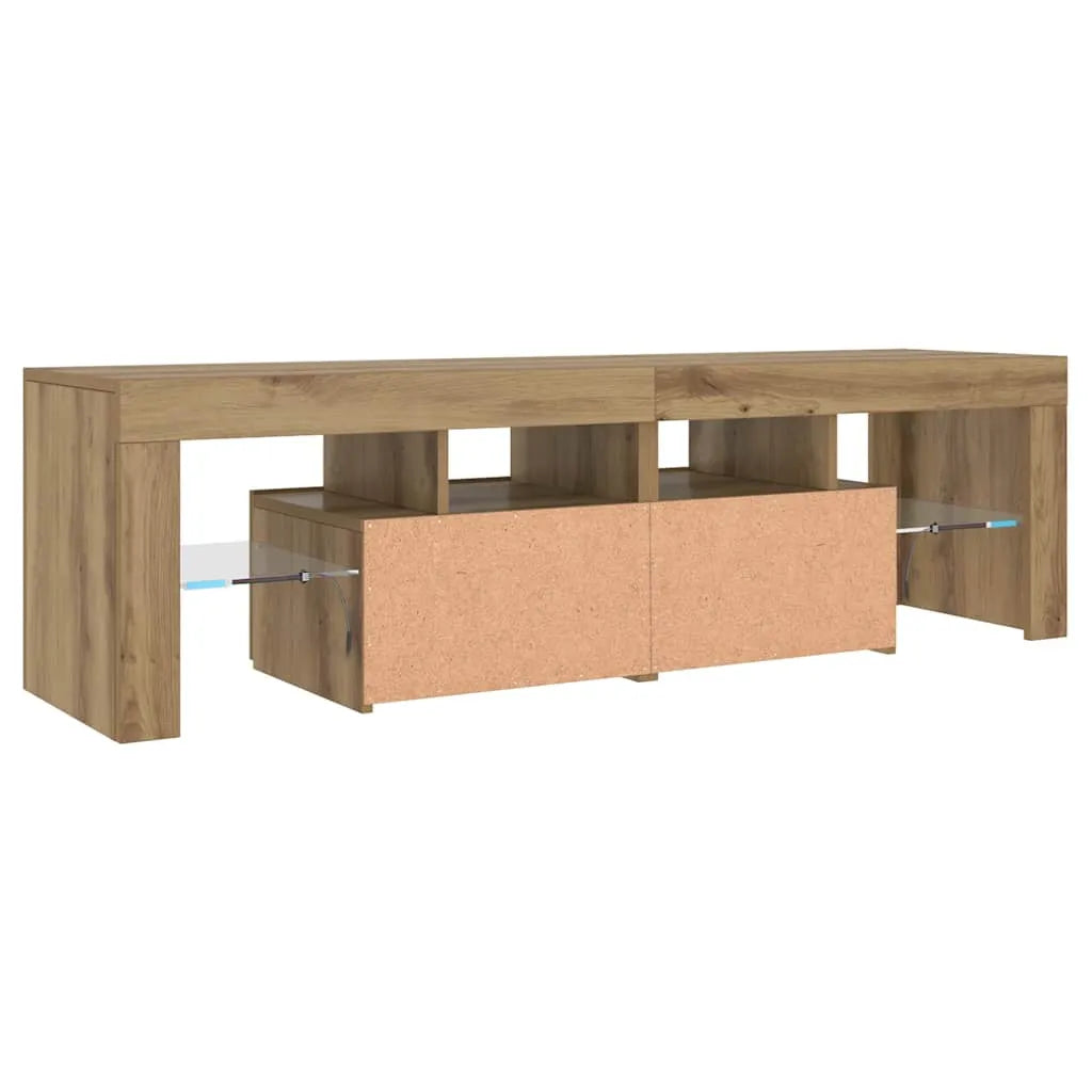 Meuble TV LED Effet Chêne Artisanal - 140 cm-Mon Meuble TV-Chêne artisanal-9
