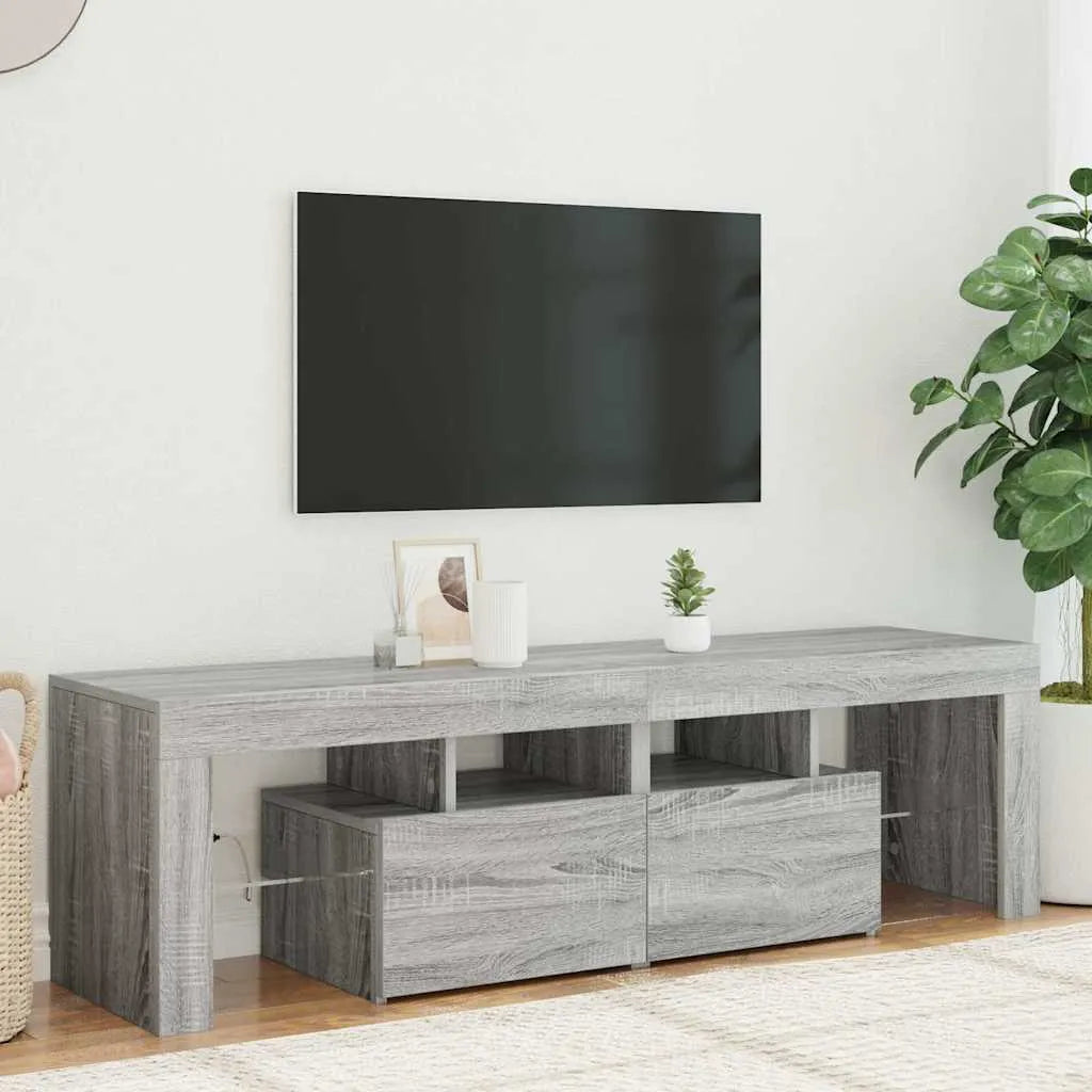 Meuble TV LED Effet Chêne Artisanal - 140 cm-Mon Meuble TV-Sonoma gris-17