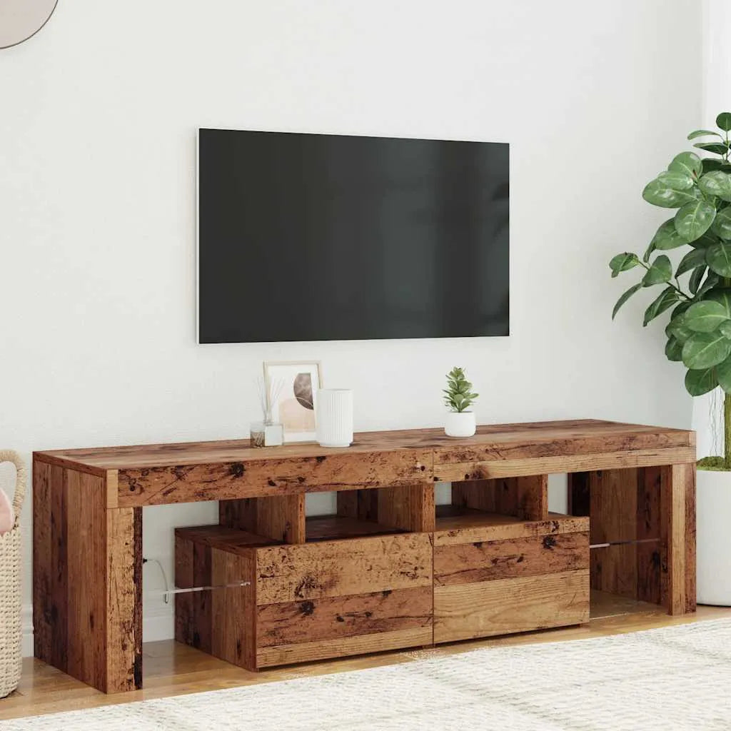 Meuble TV LED Effet Chêne Artisanal - 140 cm-Mon Meuble TV-Vieux bois-20