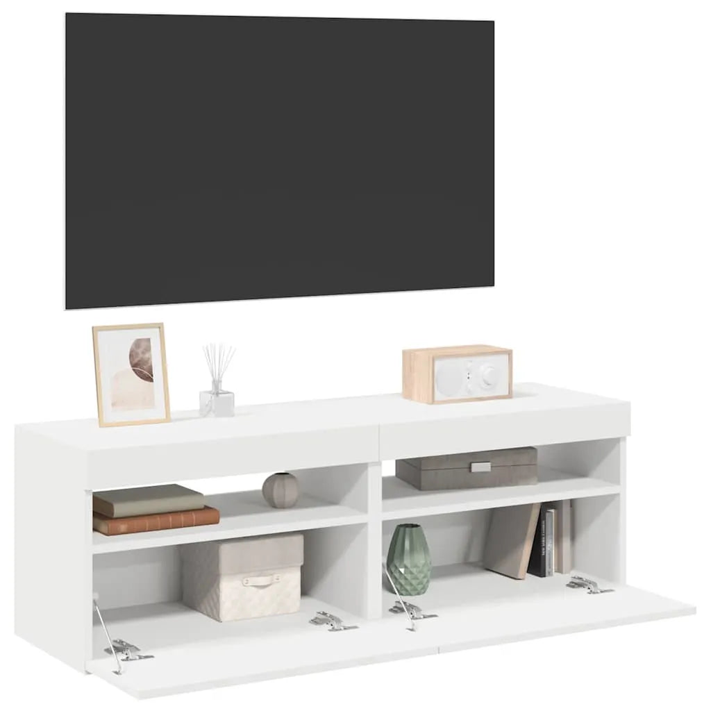 Meuble TV LED en Bois Effet Chêne - 120 cm-Mon Meuble TV-Blanc-60 cm-2-65