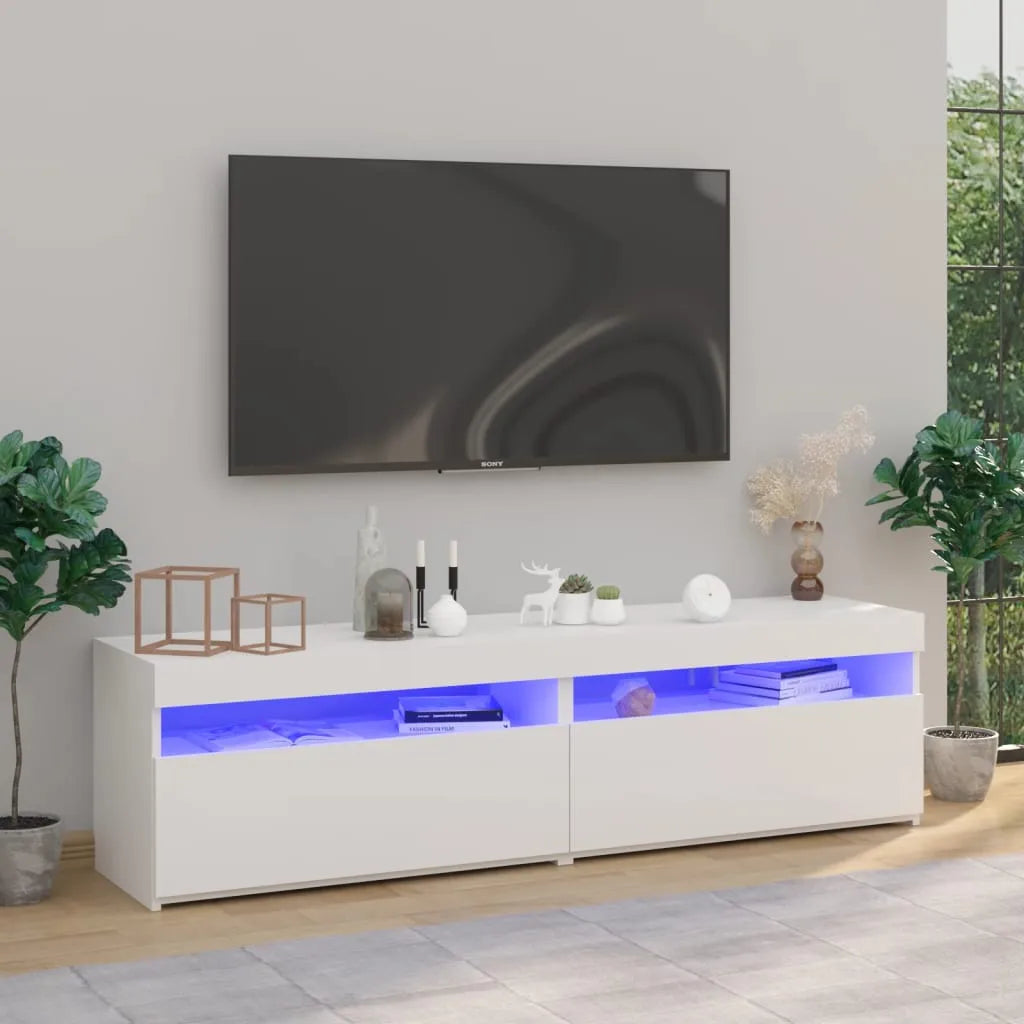 Meuble TV LED en Bois Effet Chêne - 120 cm-Mon Meuble TV-Blanc-75 cm-2-58