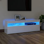 Meuble TV LED en Bois Effet Chêne - 120 cm-Mon Meuble TV-Blanc brillant-120 cm-1-25