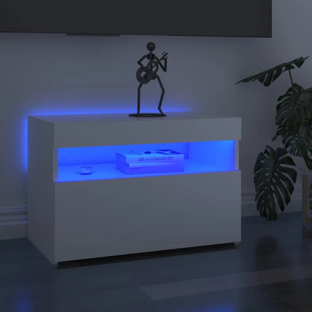 Meuble TV LED en Bois Effet Chêne - 120 cm-Mon Meuble TV-Blanc brillant-60 cm-1-32