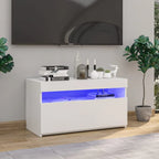 Meuble TV LED en Bois Effet Chêne - 120 cm-Mon Meuble TV-Blanc brillant-75 cm-1-40