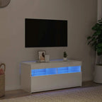 Meuble TV LED en Bois Effet Chêne - 120 cm-Mon Meuble TV-Blanc brillant-90 cm-1-45