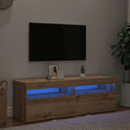 Meuble TV LED en Bois Effet Chêne - 120 cm-Mon Meuble TV-chêne artisanal-120 cm-1-2