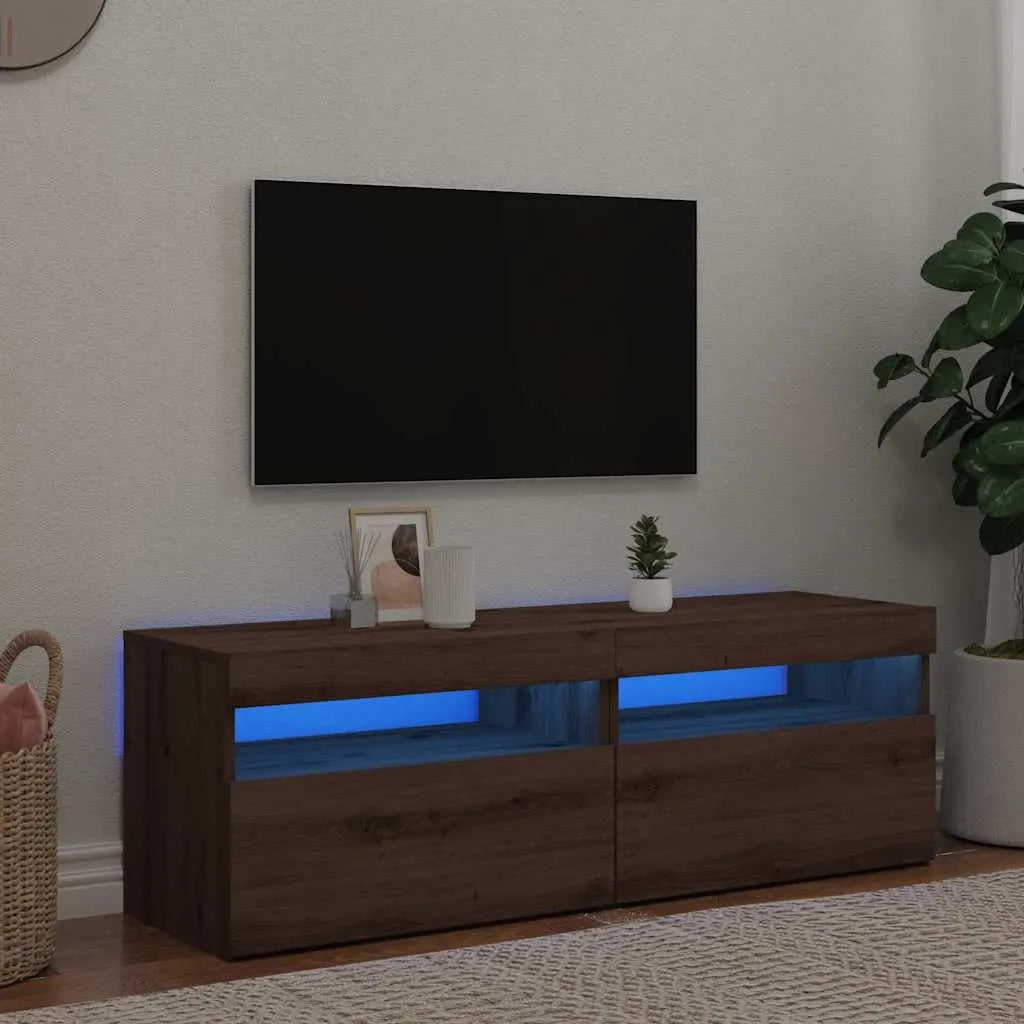 Meuble TV LED en Bois Effet Chêne - 120 cm-Mon Meuble TV-chêne artisanal-60 cm-2-63