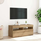 Meuble TV LED en Bois Effet Chêne - 120 cm-Mon Meuble TV-chêne artisanal-90 cm-1-52