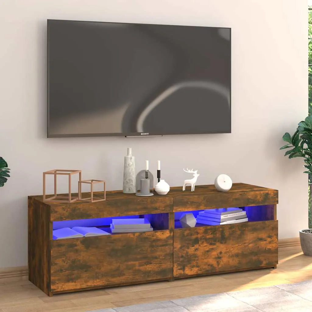 Meuble TV LED en Bois Effet Chêne - 120 cm-Mon Meuble TV-Chêne fumé-120 cm-1-19