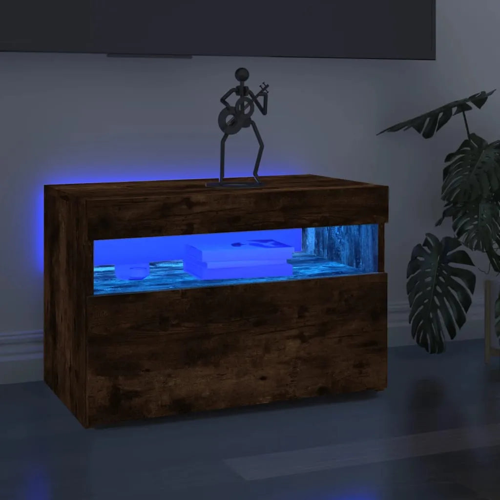 Meuble TV LED en Bois Effet Chêne - 120 cm-Mon Meuble TV-Chêne fumé-60 cm-1-26