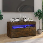 Meuble TV LED en Bois Effet Chêne - 120 cm-Mon Meuble TV-Chêne fumé-75 cm-1-33