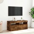 Meuble TV LED en Bois Effet Chêne - 120 cm-Mon Meuble TV-Chêne fumé-90 cm-1-46