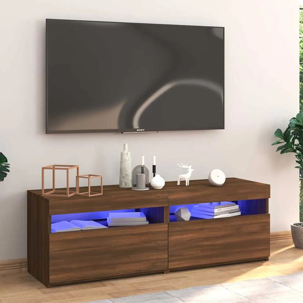 Meuble TV LED en Bois Effet Chêne - 120 cm-Mon Meuble TV-Chêne marron-120 cm-1-21