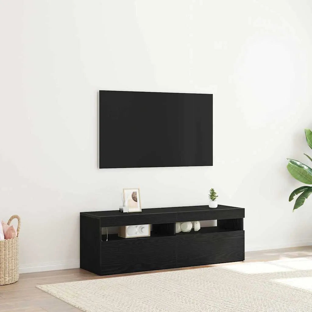 Meuble TV LED en Bois Effet Chêne - 120 cm-Mon Meuble TV-Chêne noir-120 cm-1-13