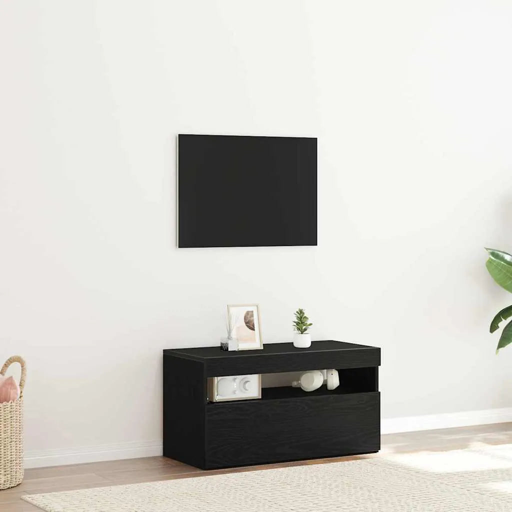 Meuble TV LED en Bois Effet Chêne - 120 cm-Mon Meuble TV-Chêne noir-75 cm-1-17