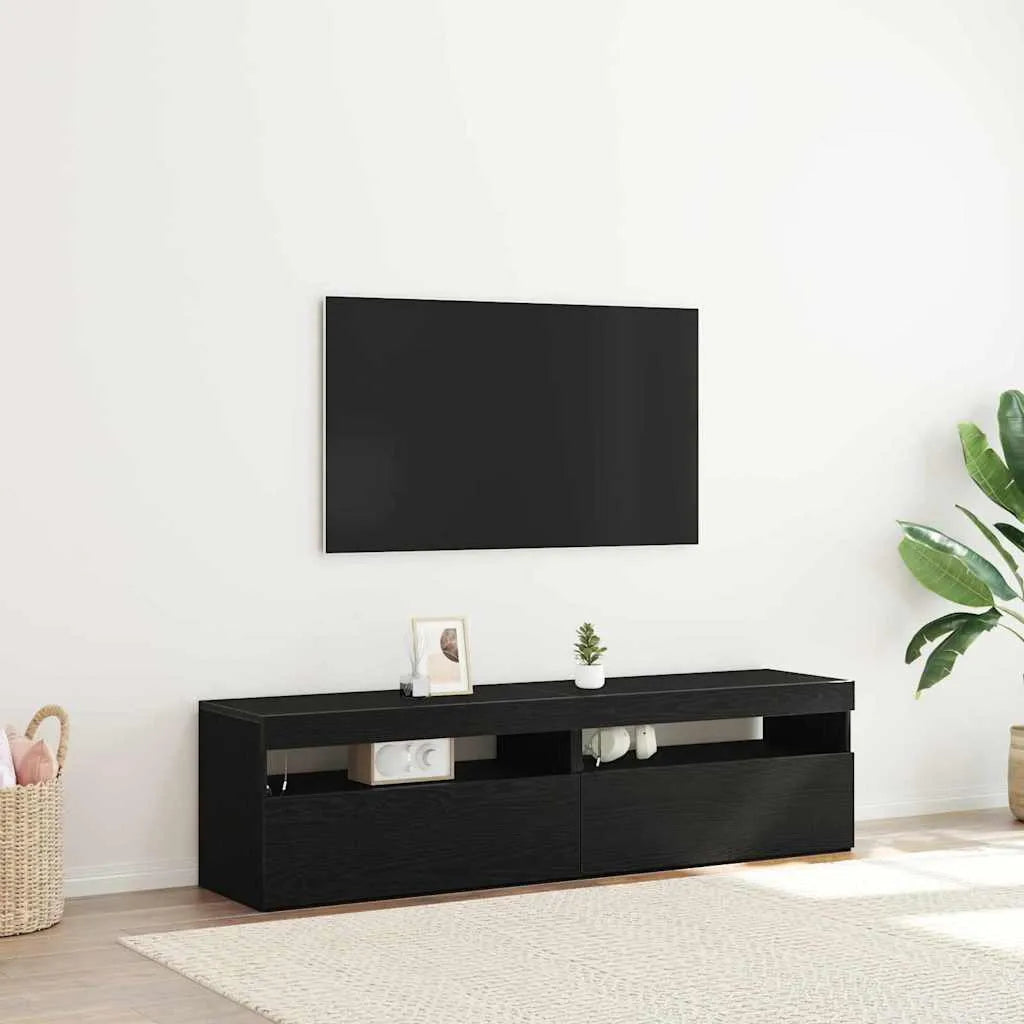 Meuble TV LED en Bois Effet Chêne - 120 cm-Mon Meuble TV-Chêne noir-75 cm-2-15