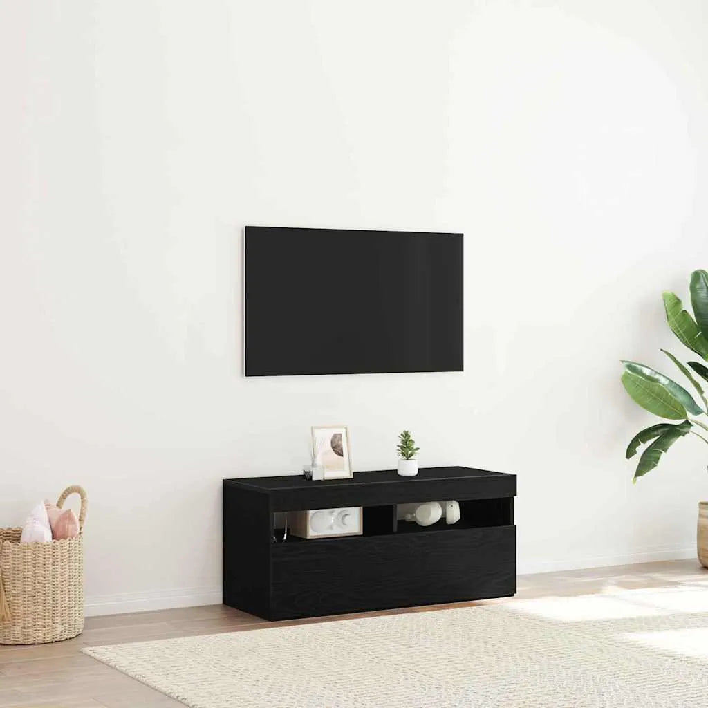 Meuble TV LED en Bois Effet Chêne - 120 cm-Mon Meuble TV-Chêne noir-90 cm-1-18