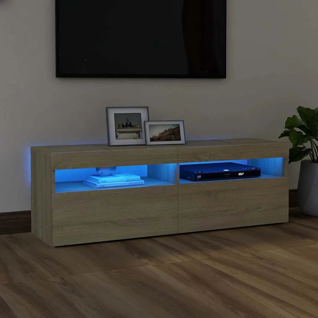 Meuble TV LED en Bois Effet Chêne - 120 cm-Mon Meuble TV-Chêne sonoma-120 cm-1-23