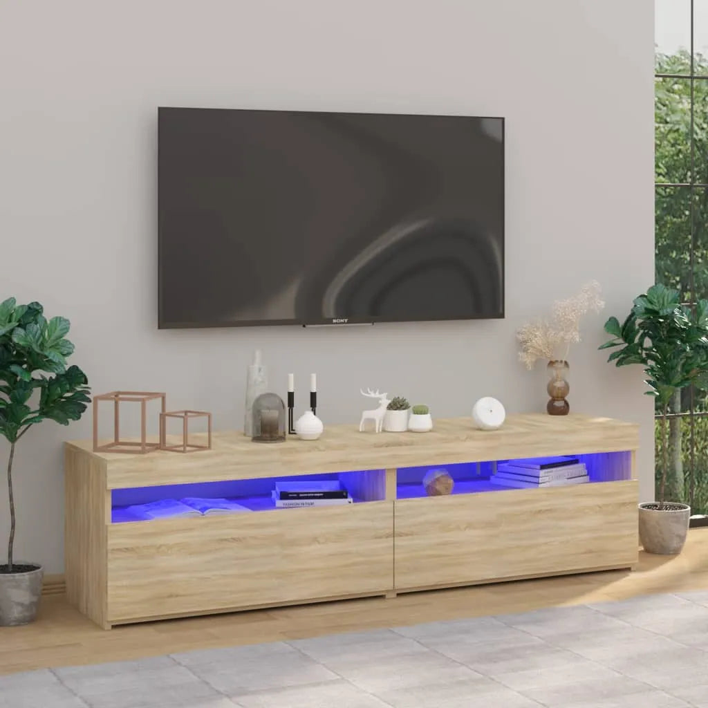 Meuble TV LED en Bois Effet Chêne - 120 cm-Mon Meuble TV-Chêne sonoma-75 cm-2-60