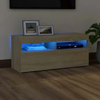 Meuble TV LED en Bois Effet Chêne - 120 cm-Mon Meuble TV-Chêne sonoma-90 cm-1-43