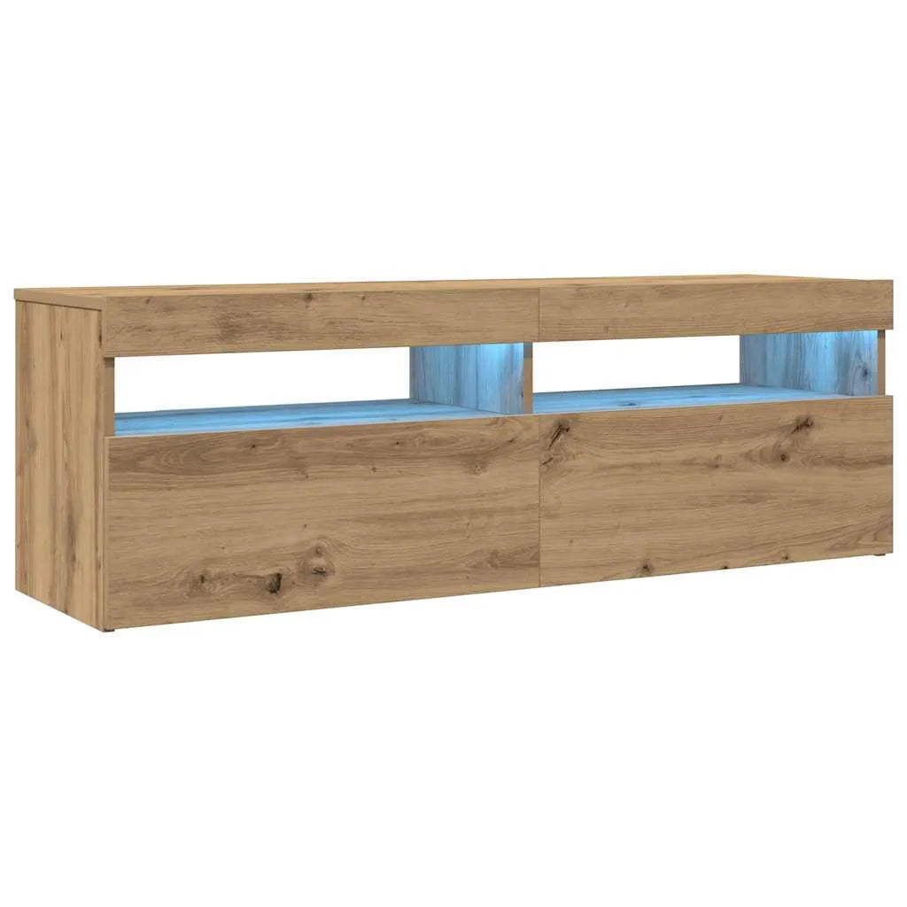 Meuble TV LED en Bois Effet Chêne - 120 cm-Mon Meuble TV-Gris béton-90 cm-1-1