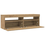 Meuble TV LED en Bois Effet Chêne - 120 cm-Mon Meuble TV-Gris béton-90 cm-1-10