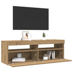 Meuble TV LED en Bois Effet Chêne - 120 cm-Mon Meuble TV-Gris béton-90 cm-1-5